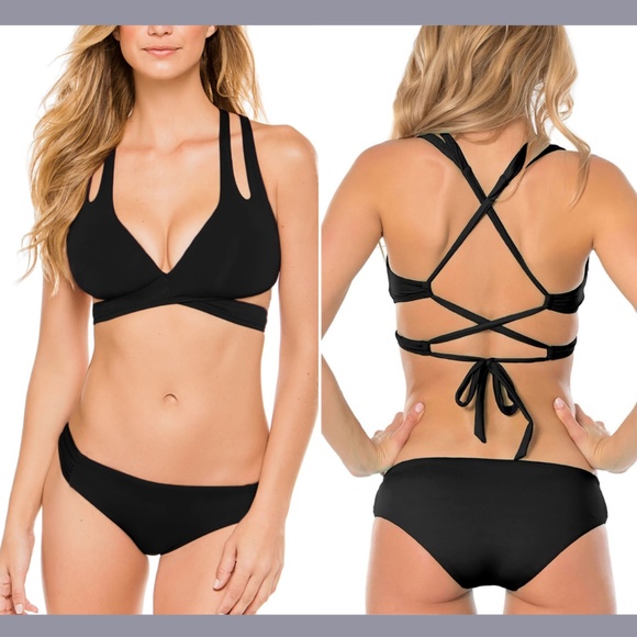 NEW BECCA Color Code Surplice Wrap Top [ Large ]+ Bikini Bottom [ Medium ]‎ - Picture 1 of 12